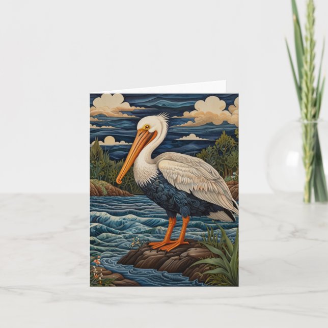 Invitation Pélican de mer blanc vintage (Devant)