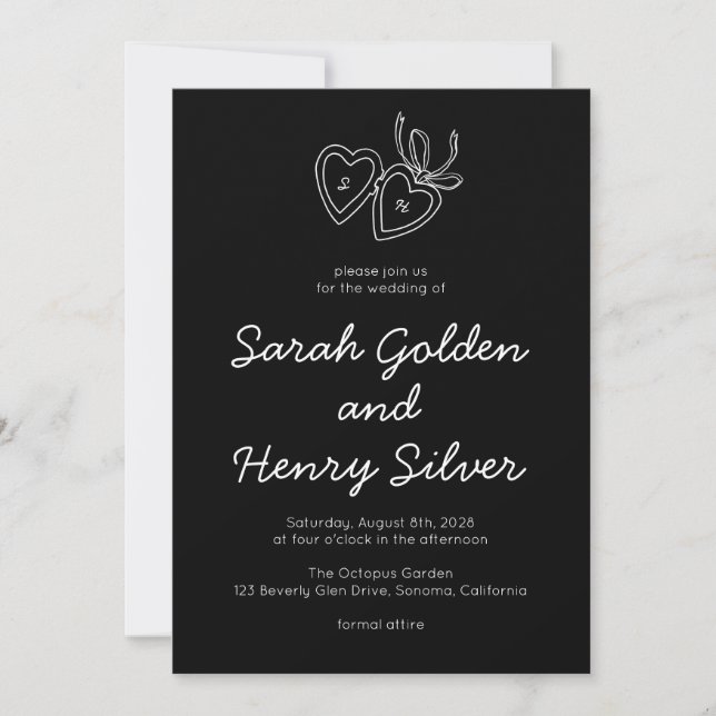 Invitation Pendentif Cœur Fantaisiste Doodle Esquisse Moderne (Devant)