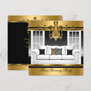 Invitation Pendentif de fête de crémaillère Riche Or Noir