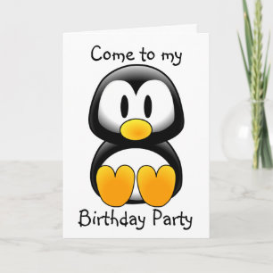 Invitation Penguin Venez à ma fête d'anniversaire - Customisé