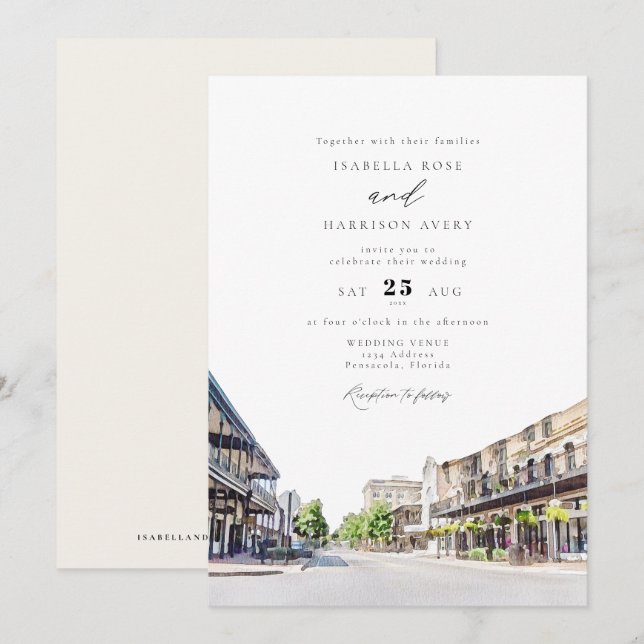Invitation PENSACOLA FLORIDA Destination Mariage de voyage (Devant / Derrière)