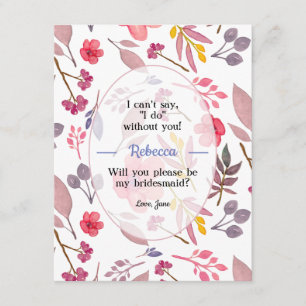 Invitation Pensez Demoiselles d'Honneur Card Roses Poussiéreu