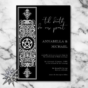 Invitation Pentagramme gothique étoile noir blanc Mariage
