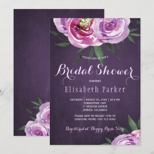 Invitation Peoné mauve d'été violet prune nuptiale douche