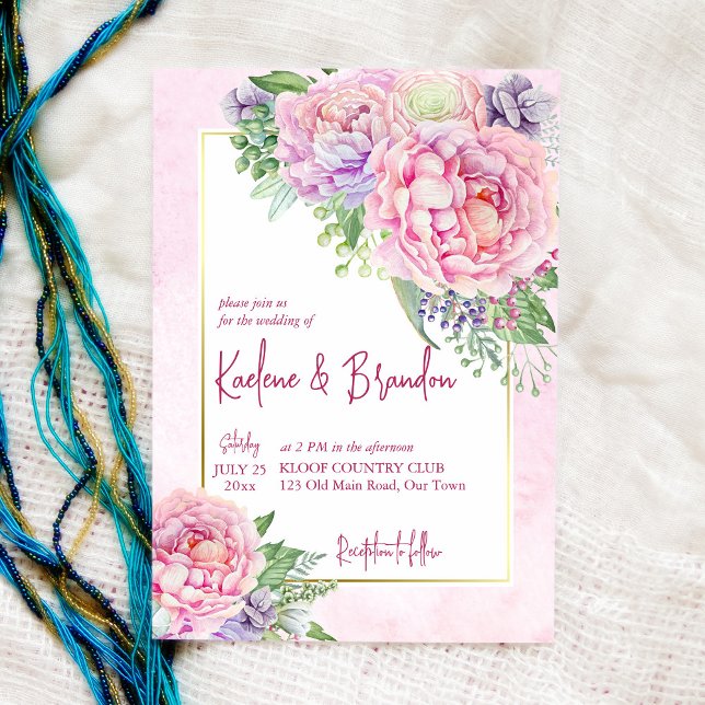 Invitation Peonées lilas rose floral élégant mariage (Créateur téléchargé)