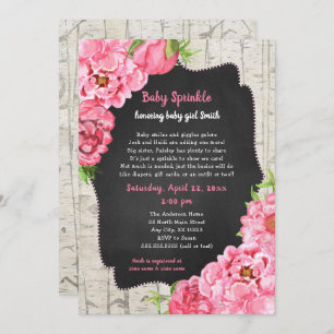Invitation Peonies + Birch baby sprinkl + tombola de couche