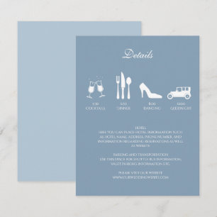 Invitation Peonies blanches avec Bébé Bleu Détails