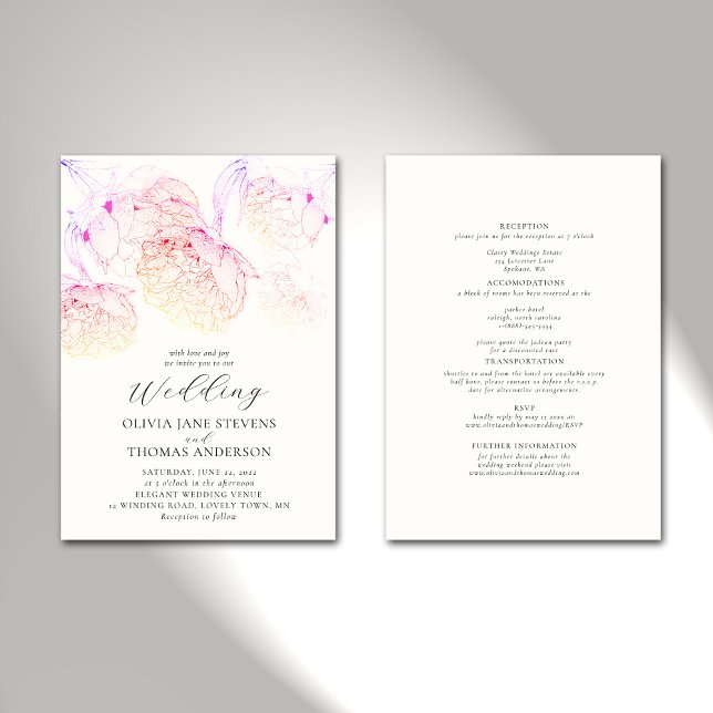 Invitation Peonies Croqueter Élégant Floral tout en un seul M (Créateur téléchargé)