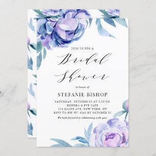 Invitation Peonies d'aquarelle violet Fête des mariées floral