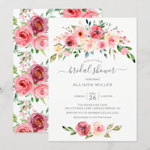 Invitation Peonies de printemps Rose Fête des mariées florale