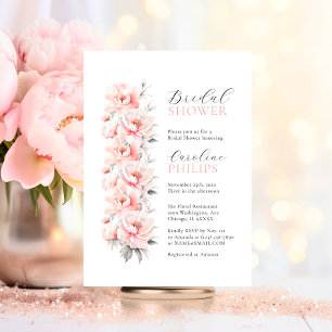 Invitation Peonies florales uniques FÊTE DES MARIÉES rose pâl