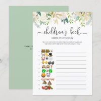 Peonies Gold Emoji Pictionary Baby shower jeu