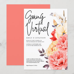 Invitation Peonies Magnolia Aquarelle Aller mariage virtuel