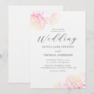 Invitation Peonies Or Élégant Moderne Classique Floral Mariag