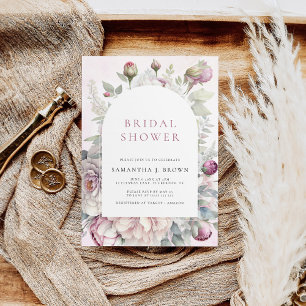 Invitation Peonies rose pâle Élégante Fête des mariées floral