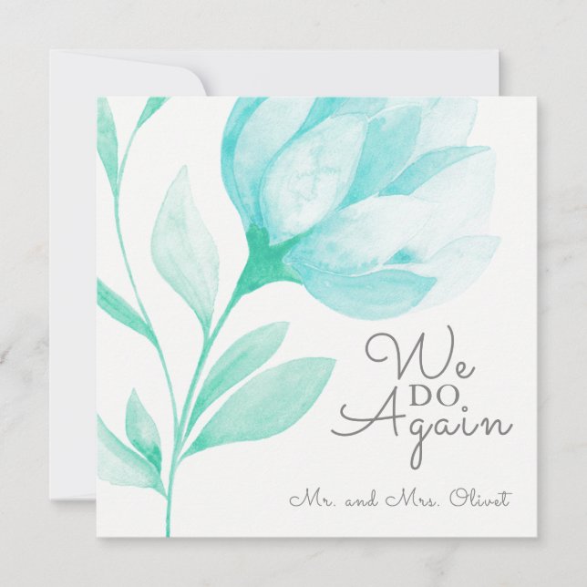 Invitation Peonies turquoises Renouveau Vow 10 ans (Devant)