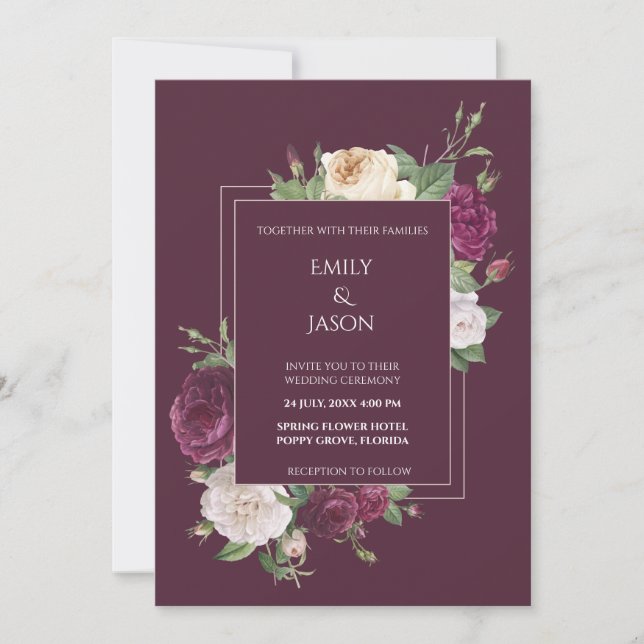 Invitation Peonies vives et blanches modernes (Devant)