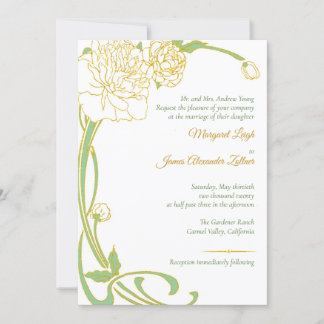 Invitation Peony Art nouveau