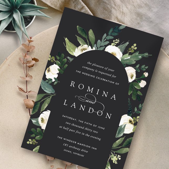 Invitation Peony blanc | Floral Arch Mariage (Créateur téléchargé)