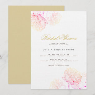 Invitation Peony Elegant Script moderne Fête des mariées flor