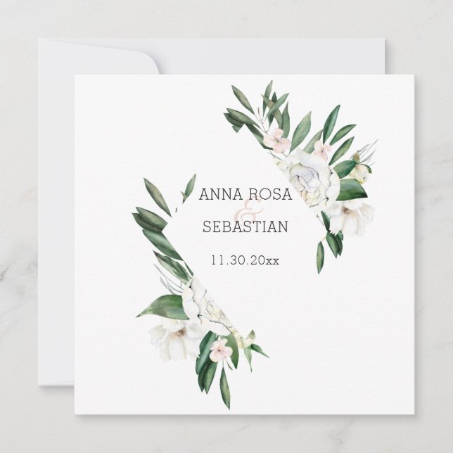 Invitation *~* PEONY Frame AR15 QR RSVP Floral Mariage Invita (Devant)