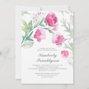 Invitation Peony Watercolor Fête des mariées Bouquet Vintage