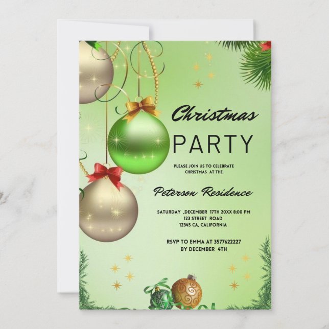 Invitation Pépin doré Vert Noël (Devant)