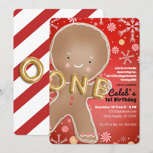 Invitation Peppermint Gingerbread Man ONE 1er anniversaire
