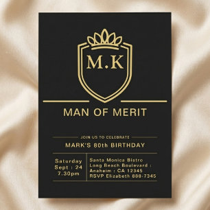 Invitation Père 80e Anniversaire 80 Ans Fête Noir Or
