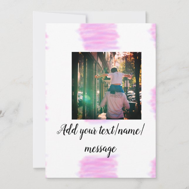 Invitation Père fils aquarelle rose violet ajoutez image te (Devant)