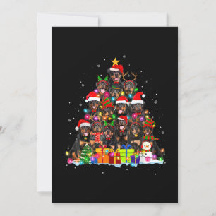 Invitation Père Mère Chien Rottweiler Pyjama de Noël Arbre Xm