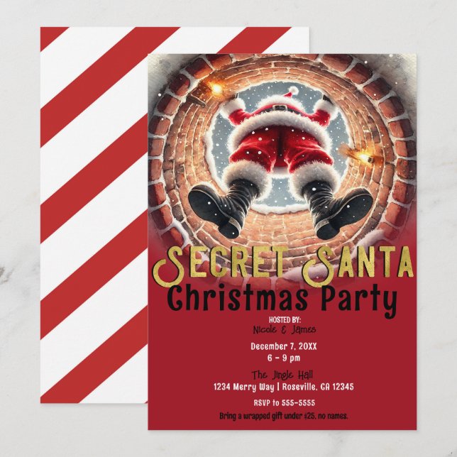 Invitation Père Noël à la chute du parti secret Père Noël de  (Devant / Derrière)
