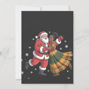Invitation Père Noël africain Mme Claus dansant Afro-Américai