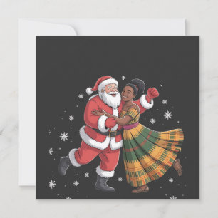 Invitation Père Noël africain Mme Claus dansant Afro-Américai
