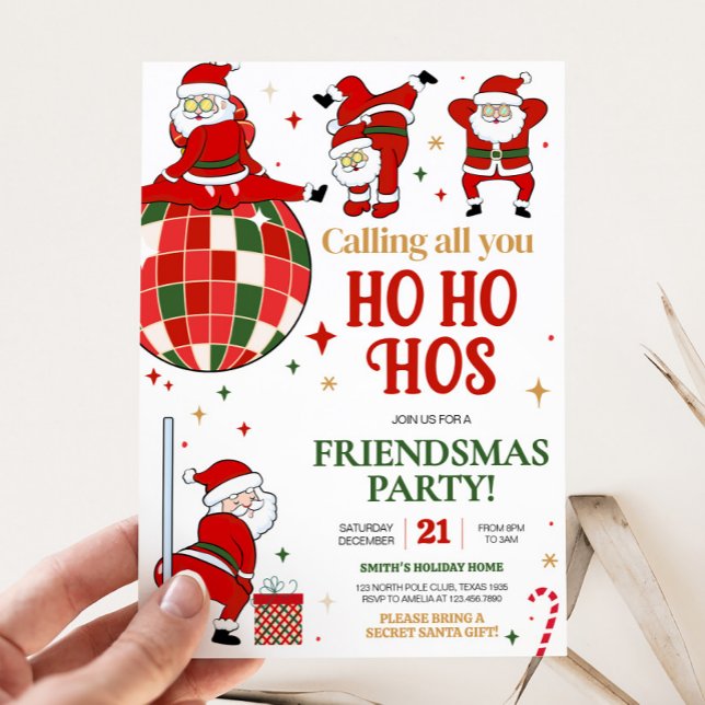 Invitation Père Noël Amies amusantes Fête de Noël (Funny Santa Friendsmas Christmas Party Invitation
)
