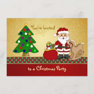 Invitation Père Noël, arbre, présente la fête de Noël des enf