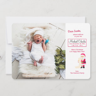 Invitation Père Noël avec photo de liste de Noël Annonce de n