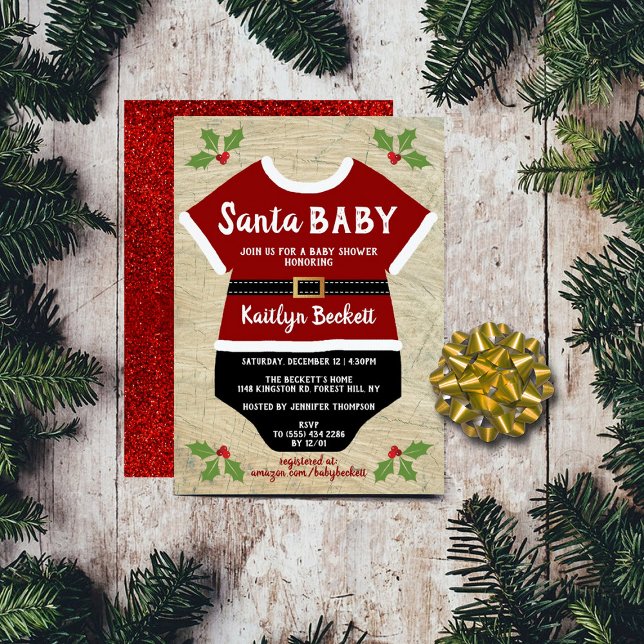 Invitation Père Noël Baby | Baby shower de Noël (Créateur téléchargé)
