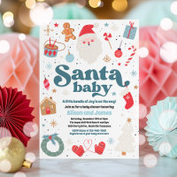 Père Noël Baby Baby shower de Noël bleu et rouge