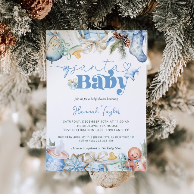 Invitation Père Noël Baby Boy Baby shower de Noël (Créateur téléchargé)