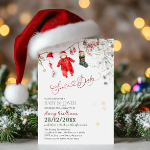 Invitation Père Noël Baby Christmas Baby shower genre neutre