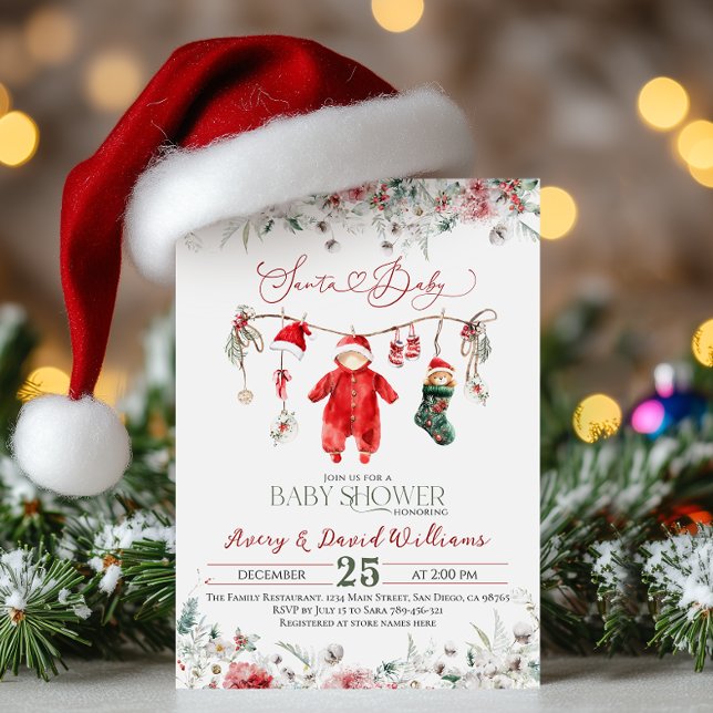 Invitation Père Noël Baby Christmas Baby shower genre neutre (Créateur téléchargé)