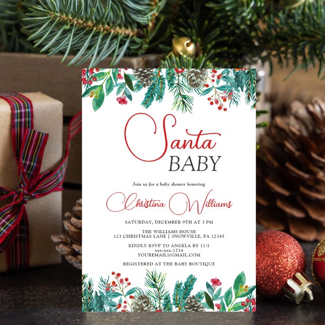 Invitation 🎄 ✨ Père Noël Baby Christmas Baby shower Invitati (Créateur téléchargé)