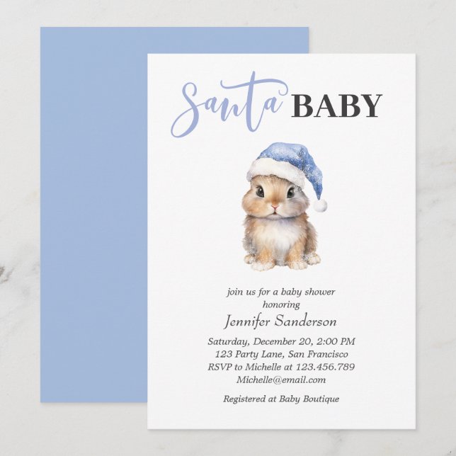 Invitation Père Noël Baby Christmas Boy Baby shower (Devant / Derrière)