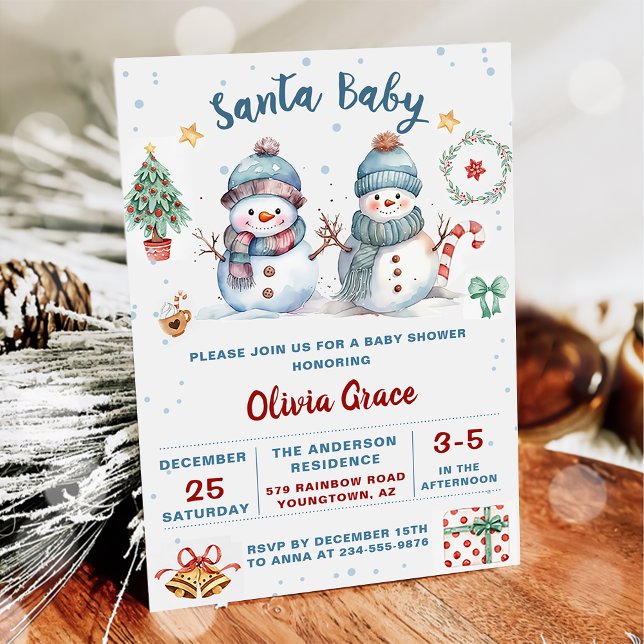 Invitation Père Noël Baby Christmas Snowman Baby shower Party (Créateur téléchargé)