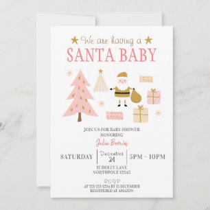 Invitation Père Noël Baby, Noël Baby Girl Douche