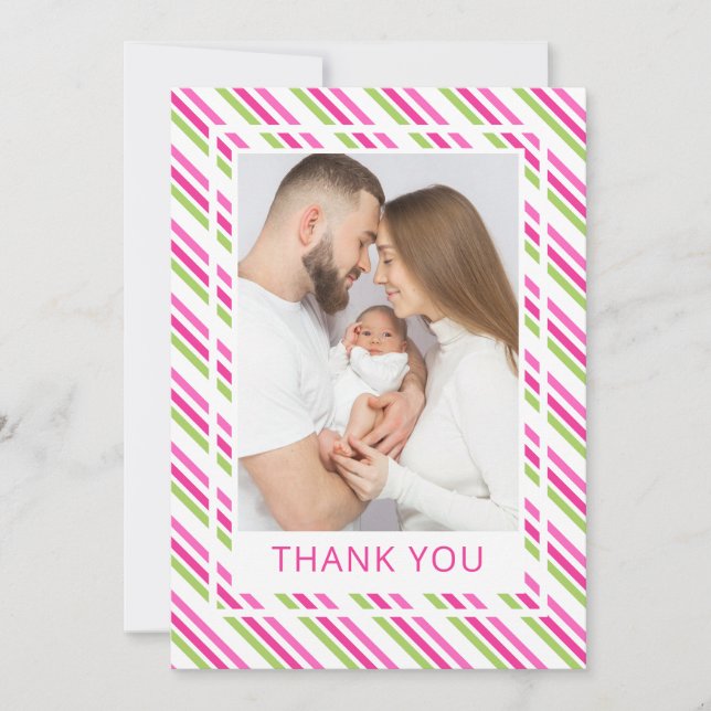 Invitation Père Noël Baby Pink Baby shower vert Merci (Devant)