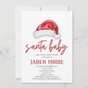 Invitation Père Noël Baby Red Casquette Noël Shower Invitatio