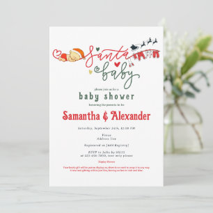 Invitation Père Noël Baby Script Baby shower de Noël d'hiver