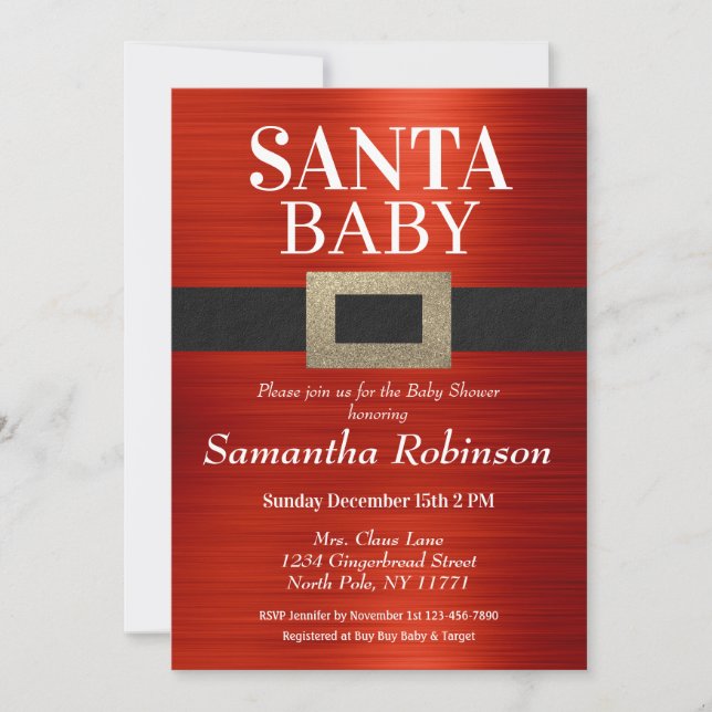 Invitation Père Noël Baby shower bébé Noël Neutre genre (Devant)